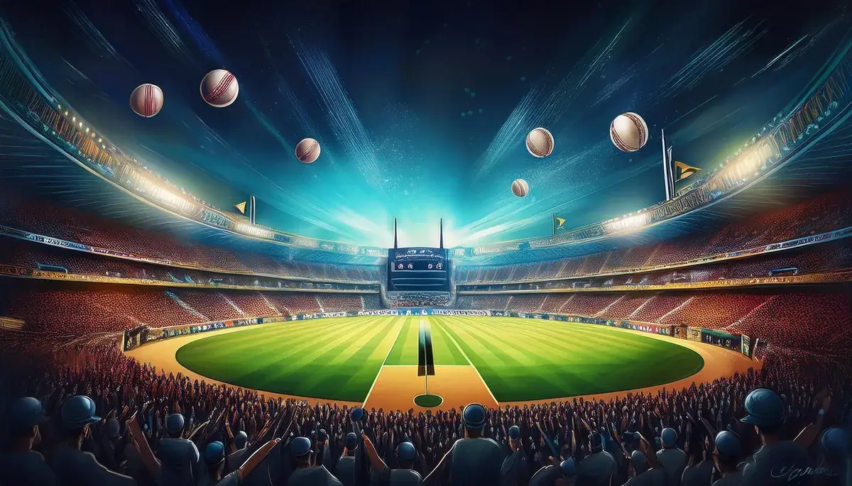 Floodlit cricket stadium at night where Sky Exchange markets come alive
